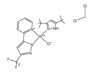 trans-[PtCl(3-(trifluoromethyl)-5-(2-pyridyl)pyrazole(-1H))(3,5-di-tert-butylpyrazole)]*CH2Cl2结构式