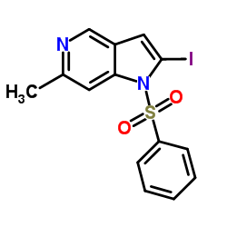 2-Iodo-6-methyl-1-(phenylsulfonyl)-1H-pyrrolo[3,2-c]pyridine结构式