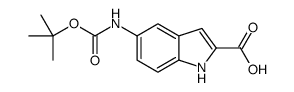 5-[[(1,1-二甲基乙氧基)羰基]氨基]-1H-吲哚-2-羧酸结构式