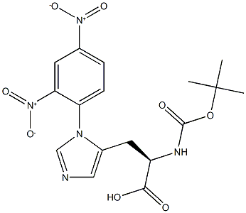N-[叔丁氧羰基]-3-(2,4-二硝基苯基)-D-组氨酸结构式