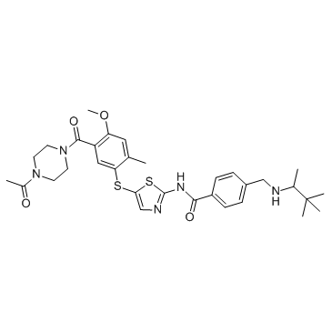 N-(5-((5-(4-乙酰基哌嗪-1-甲酰基)-4-甲氧基-2-甲基苯基)硫基)噻唑-2-基)-4-(((3,3-二甲基丁烷-2-基)氨基)甲基)苯甲酰胺图片