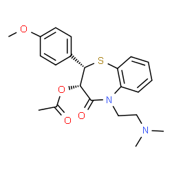 cis-3-acetoxy-5-[2-(dimethylamino)ethyl]-2,3-dihydro-2-(4-methoxyphenyl)-1,5-benzothiazepin-4(5H)-one structure