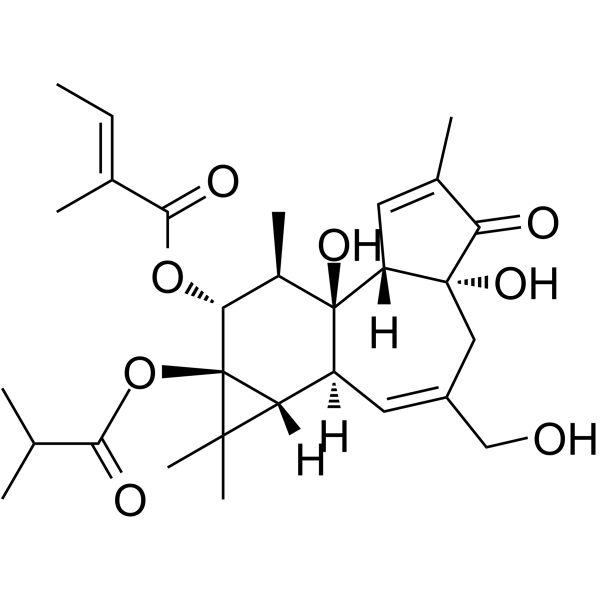 伏波酯-12-惕各酸酯-13-异丁酸酯结构式