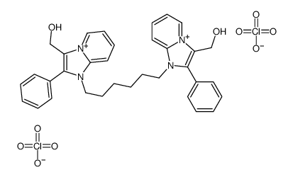 [1-[6-[3-(hydroxymethyl)-2-phenylimidazo[1,2-a]pyridin-4-ium-1-yl]hexyl]-2-phenylimidazo[1,2-a]pyridin-4-ium-3-yl]methanol,diperchlorate结构式
