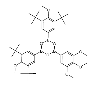 2,4-bis(3,5-di-tert-butyl-4-methoxyphenyl)-6-(3,4,5-trimethoxyphenyl)-1,3,5,2,4,6-trioxatriborinane结构式