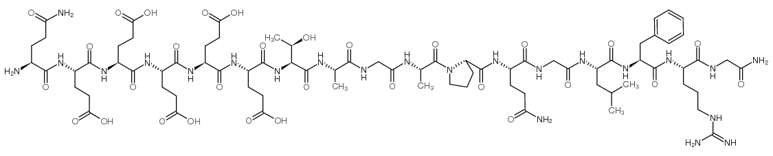 GLU-GLU-GLU-GLU-GLU-MET-ALA-VAL-VAL-PRO-GLN-GLY-LEU-PHE-ARG-GLY-NH2: EEEEEMAVVPQGLFRG-NH2结构式