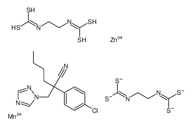 zinc,2-(4-chlorophenyl)-2-(1,2,4-triazol-1-ylmethyl)hexanenitrile,manganese(2+),N-[2-(sulfidocarbothioylamino)ethyl]carbamodithioate Structure