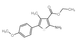 2-氨基-5-(4-甲氧基-苯基)-4-甲基-噻吩-3-羧酸乙酯结构式