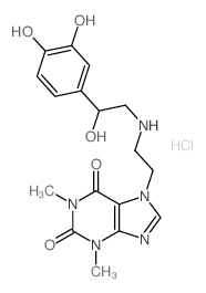 1H-Purine-2,6-dione,7-[2-[[2-(3,4-dihydroxyphenyl)-2-hydroxyethyl]amino]ethyl]-3,7-dihydro-1,3-dimethyl-,hydrochloride (1:1) structure
