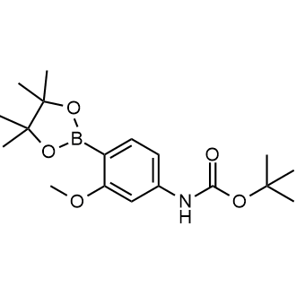 叔丁基(3-甲氧基-4-(4,4,5,5-四甲基-1,3,2-二氧硼烷-2-基)苯基)氨基甲酸酯结构式