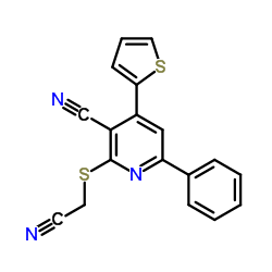 2-[(Cyanomethyl)sulfanyl]-6-phenyl-4-(2-thienyl)nicotinonitrile Structure