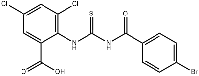 2-[[[(4-bromobenzoyl)amino]thioxomethyl]amino]-3,5-dichloro-benzoic acid Structure