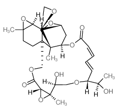 Verrucarin A,7'-deoxo-2'-deoxy-2',3':9,10-diepoxy-9,10-dihydro-4'-hydroxy-7'-[(1R)-1-hydroxyethyl]-,(2'S,3'R,4'S,7'R,9R,10S)- Structure