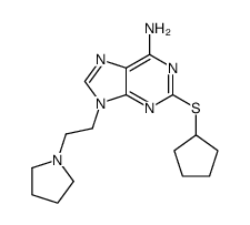 2-cyclopentylsulfanyl-9-(2-pyrrolidin-1-ylethyl)purin-6-amine结构式