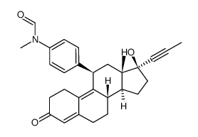 N-(4-((8S,11R,13S,14S,17S)-17-hydroxy-13-methyl-3-oxo-17-(prop-1-yn-1-yl)-2,3,6,7,8,11,12,13,14,15,16,17-dodecahydro-1H-cyclopenta[a]phenanthren-11-yl)phenyl)-N-methylformamide结构式