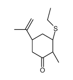 (5S)-3-ethylsulfanyl-2-methyl-5-prop-1-en-2-ylcyclohexan-1-one结构式