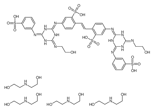 2-(2-hydroxyethylamino)ethanol,5-[[4-(2-hydroxyethylamino)-6-(3-sulfoanilino)-1,3,5-triazin-2-yl]amino]-2-[(E)-2-[4-[[4-(2-hydroxyethylamino)-6-(3-sulfoanilino)-1,3,5-triazin-2-yl]amino]-2-sulfophenyl]ethenyl]benzenesulfonic acid Structure