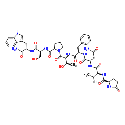 5-Oxo-D-prolyl-L-valyl-L-asparaginyl-L-phenylalanyl-L-threonylprolyl-L-seryl-L-tryptophanamide Structure