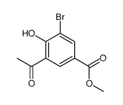 3-乙酰基-5-溴-4-羟基苯甲酸甲酯结构式