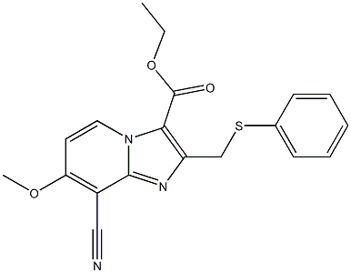 乙基 8-氰基-7-甲氧基-2-(苯基硫代甲基)咪唑并[1,2-A]吡啶-3-羧酸酯结构式