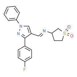 (E)-3-(((3-(4-fluorophenyl)-1-phenyl-1H-pyrazol-4-yl)methylene)amino)tetrahydrothiophene 1,1-dioxide Structure