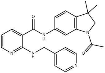 N-(1-乙酰基-3,3-二甲基-6-基)-2-((吡啶-4-基甲基)氨基)烟酰胺结构式