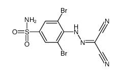 3,5-dibromo-4-[2-(dicyanomethylidene)hydrazinyl]benzenesulfonamide Structure