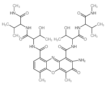 2-amino-N,N-bis[2-hydroxy-1-[[2-methyl-1-(methylcarbamoyl)propyl]carbamoyl]propyl]-4,6-dimethyl-3-oxo-phenoxazine-1,9-dicarboxamide picture