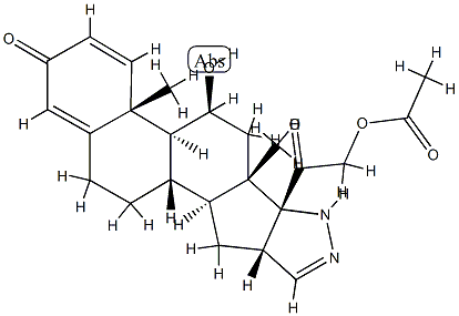 2',16β-dihydro-11β,21-dihydroxypregna-1,4-dieno[17,16-c]pyrazole-3,20-dione 21-acetate Structure