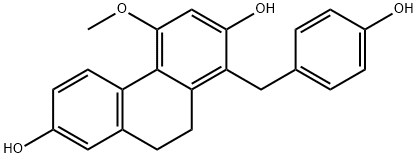 1-(4-hydroxybenzyl)-4-methoxy-9,10-dihydropenanthrene-2,7-diol structure