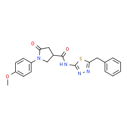 N-(5-benzyl-1,3,4-thiadiazol-2-yl)-1-(4-methoxyphenyl)-5-oxopyrrolidine-3-carboxamide结构式