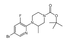 1-Boc-4-(5-溴-3-氟-2-吡啶)-3-甲基哌嗪结构式