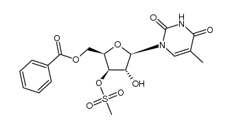 1-(5-O-benzoyl-3-O-mesyl-β-D-xylofuranosyl)thymine结构式