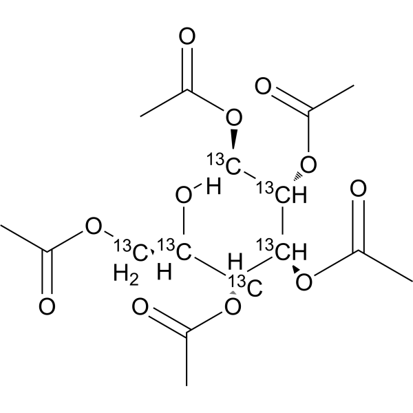 β-D-Glucose pentaacetate-13C6 Structure
