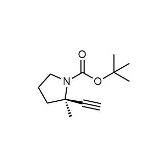 (R)-2-乙炔基-2-甲基吡咯烷-1-羧酸叔丁基酯结构式