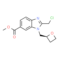 (S)-2-(氯甲基)-1-(2-氧杂环丁基甲基)-1H-苯并[d]咪唑-6-甲酸甲酯结构式