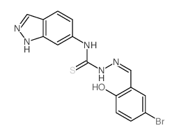 Hydrazinecarbothioamide,2-[(5-bromo-2-hydroxyphenyl)methylene]-N-1H-indazol-6-yl- Structure