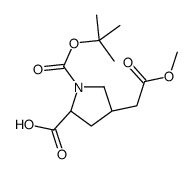 (2S,4R)-1-(叔丁氧基羰基)-4-(2-甲氧基-2-氧代乙基)吡咯烷-2-羧酸结构式