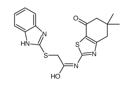 2-(1H-benzimidazol-2-ylsulfanyl)-N-(5,5-dimethyl-7-oxo-4,6-dihydro-1,3-benzothiazol-2-yl)acetamide结构式