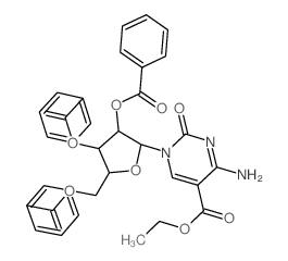 5-Pyrimidinecarboxylicacid, 4-amino-1,2-dihydro-2-oxo-1-(2,3,5-tri-O-benzoyl-b-D-ribofuranosyl)-, ethyl ester Structure