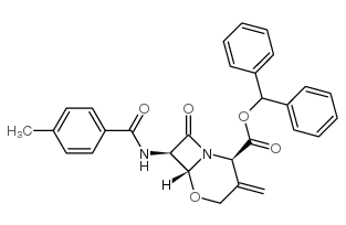 (2R,6R,7R)-3-亚甲基-7-[(4-甲基苯甲酰)氨基]-8-氧代-5-氧杂-1-氮杂双环[4.2.0]辛烷-2-羧酸二苯甲酯结构式