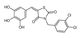 (5Z)-3-[(3,4-dichlorophenyl)methyl]-5-[(3,4,5-trihydroxyphenyl)methylidene]-1,3-thiazolidine-2,4-dione结构式