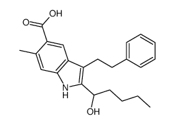 2-(1-hydroxypentyl)-6-methyl-3-(2-phenylethyl)-1H-indole-5-carboxylic acid结构式