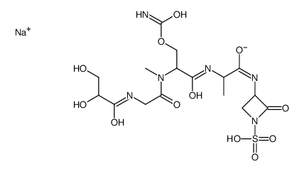 sodium,3-[2-[[3-carbamoyloxy-2-[[2-(2,3-dihydroxypropanoylamino)acetyl]-methylamino]propanoyl]amino]propanoylamino]-2-oxoazetidine-1-sulfonate结构式