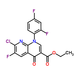 7-氯-1-(2,4-二氟苯基)-6-氟-4-氧代-1,4-二氢-1,8-萘啶-3-甲酸乙酯结构式