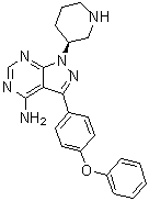 (S)-3-(4-苯氧基苯基)-1-(哌啶-3-基)-1H-吡唑并[3,4-d]嘧啶-4-胺(伊布替尼/依鲁替尼杂质)结构式