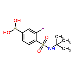 (4-(N-(tert-butyl)sulfamoyl)-3-fluorophenyl)boronic acid structure