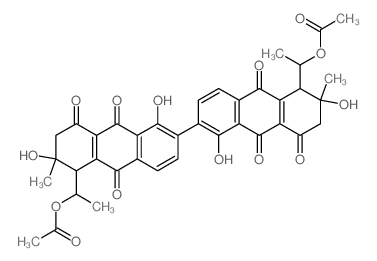 [(1R)-1-[(1S,2S)-6-[(5S,6S)-5-[(1R)-1-acetyloxyethyl]-1,6-dihydroxy-6-methyl-8,9,10-trioxo-5,7-dihydroanthracen-2-yl]-2,5-dihydroxy-2-methyl-4,9,10-trioxo-1,3-dihydroanthracen-1-yl]ethyl] acetate Structure