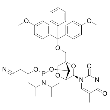 DMTr-LNA-5MeU-3-CED-phosphoramidite结构式