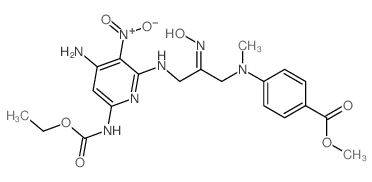 Benzoic acid,4-[[3-[[4-amino-6-[(ethoxycarbonyl)amino]-3-nitro-2-pyridinyl]amino]-2-(hydroxyimino)propyl]methylamino]-,methyl ester Structure